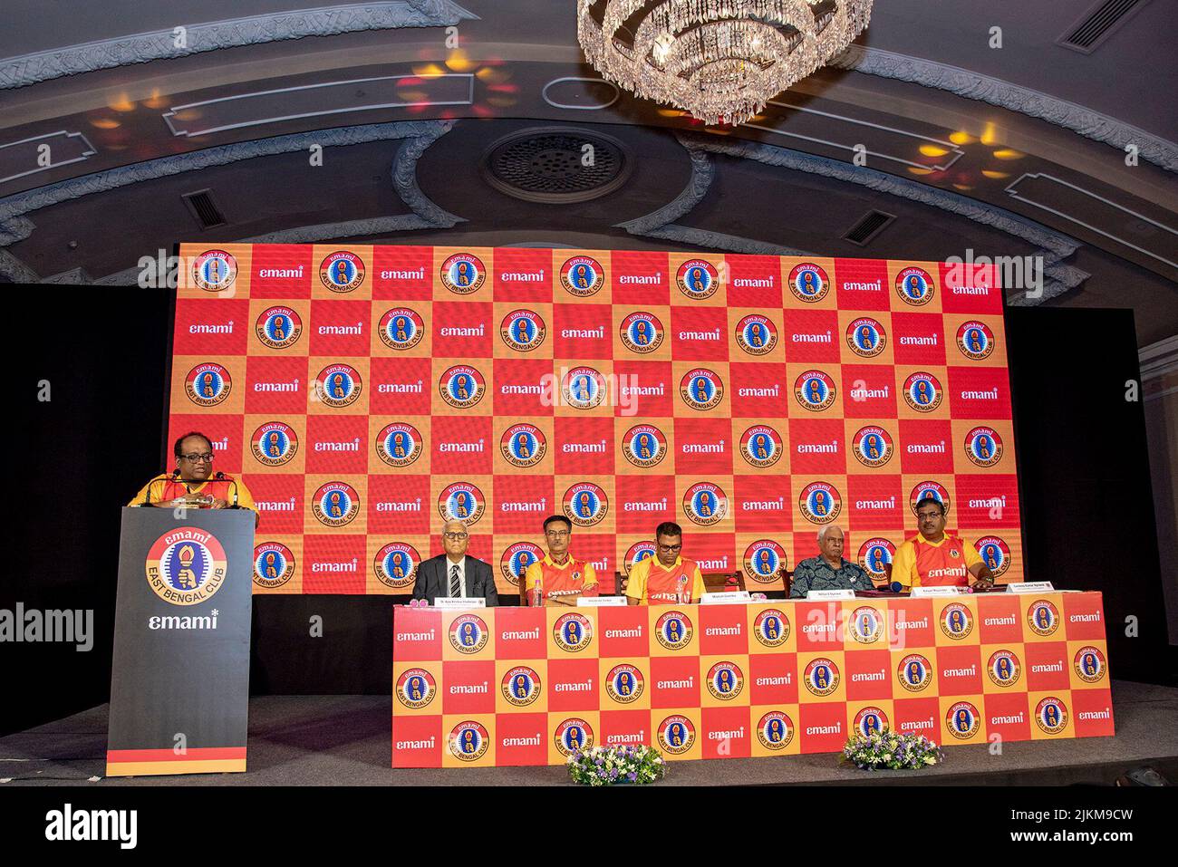Kolkata, India. 02nd Aug, 2022. East Bengal Club, the century old heritage football club of India based in Kolkata join hands with Emami Group, a multi-crore business conglomerate at The Oberoi Grand Hotel. (Photo by Amlan Biswas/Pacific Press) (Photo by Amlan Biswas/Pacific Press) Credit: Pacific Press Media Production Corp./Alamy Live News Stock Photo