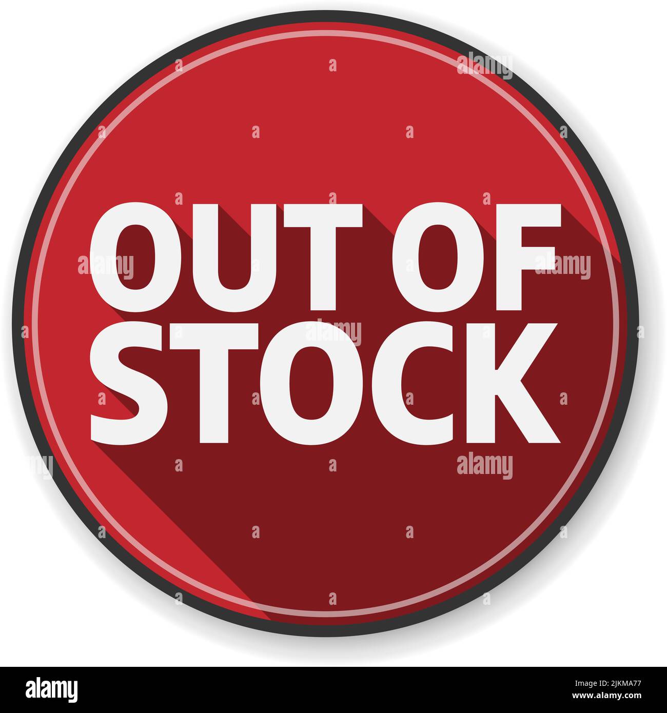 circular red OUT OF STOCK label or sign, vector illustration Stock Vector