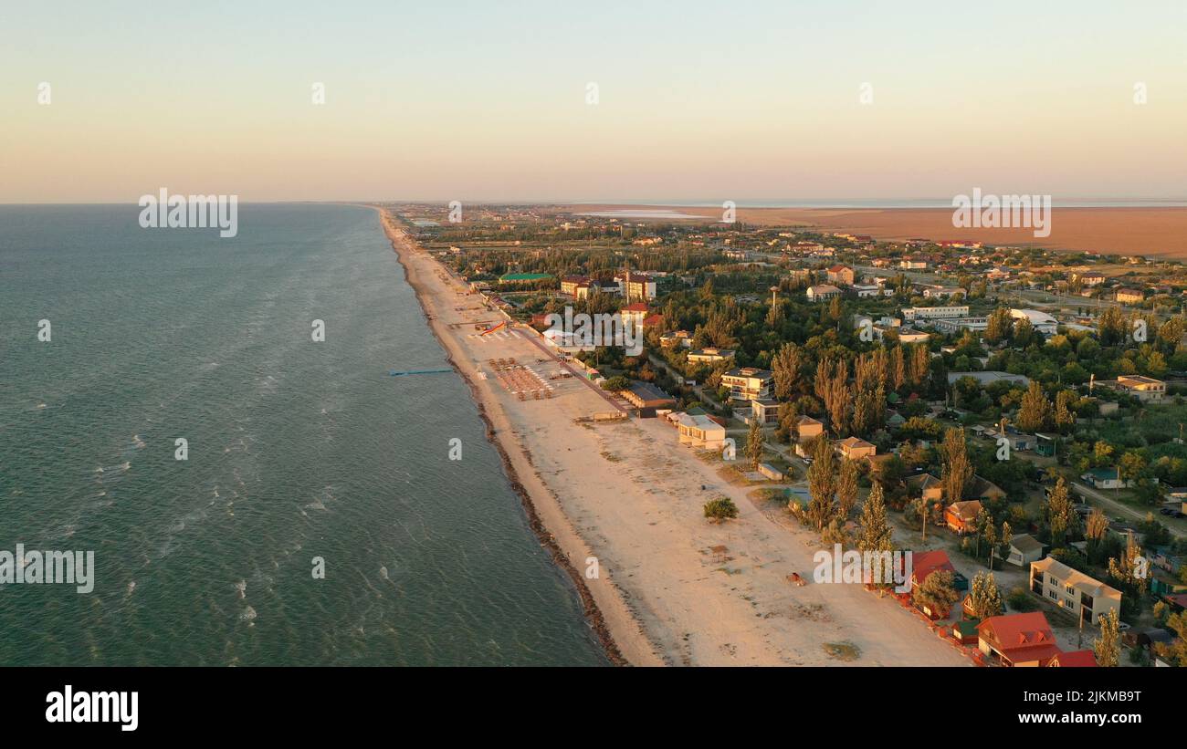 Ukraine Nice Panorama of sea shore in South Ukraine, Europe. Resort city with nice ...