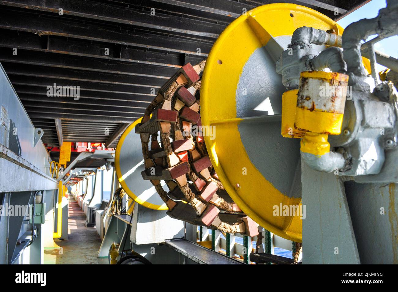 Container ship 's deck. Part of the vessel closeup Stock Photo Alamy