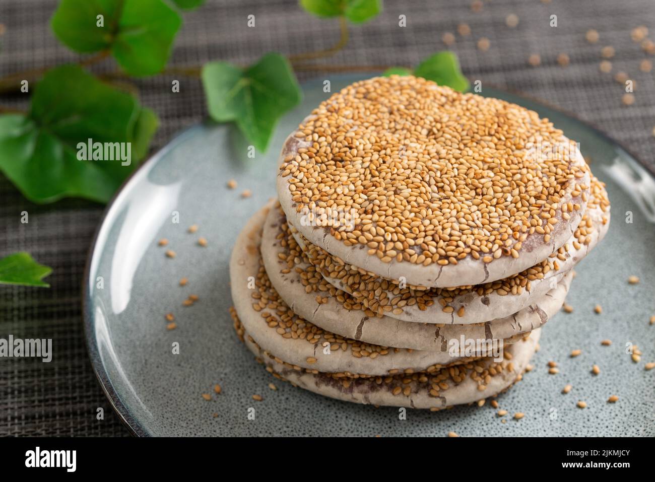 Chinese traditional style sesame pancake Stock Photo