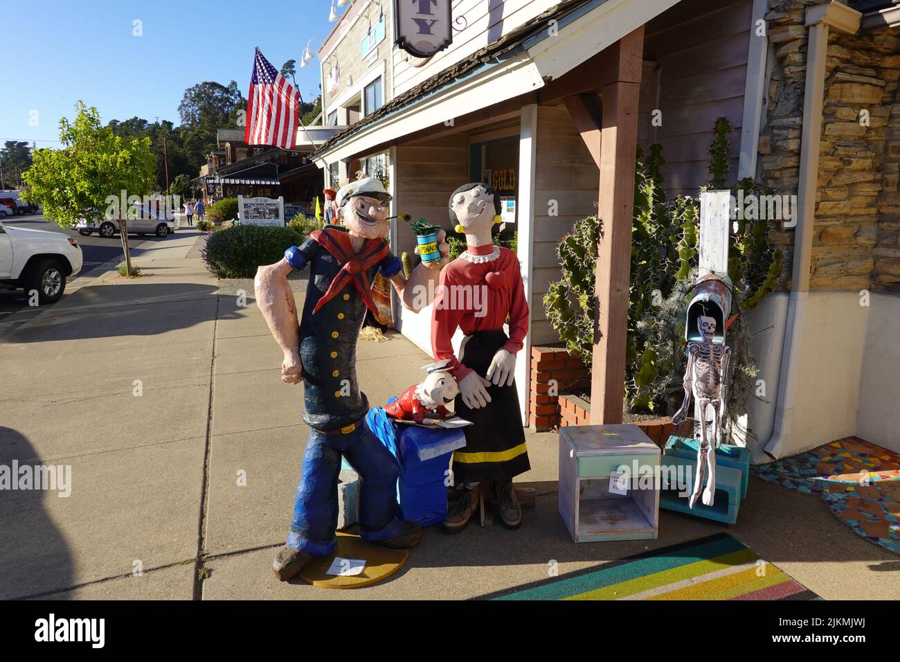 Popeye and friends statues outside of storefront in Cambria California ...