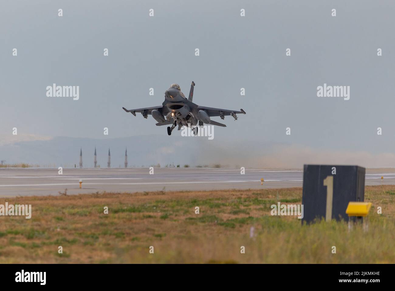 Konya, Turkey - 06.30.2022: Several F-16s from Turkish Air Force and several other allied air forces gather for a military exercise known as Anatolian Stock Photo