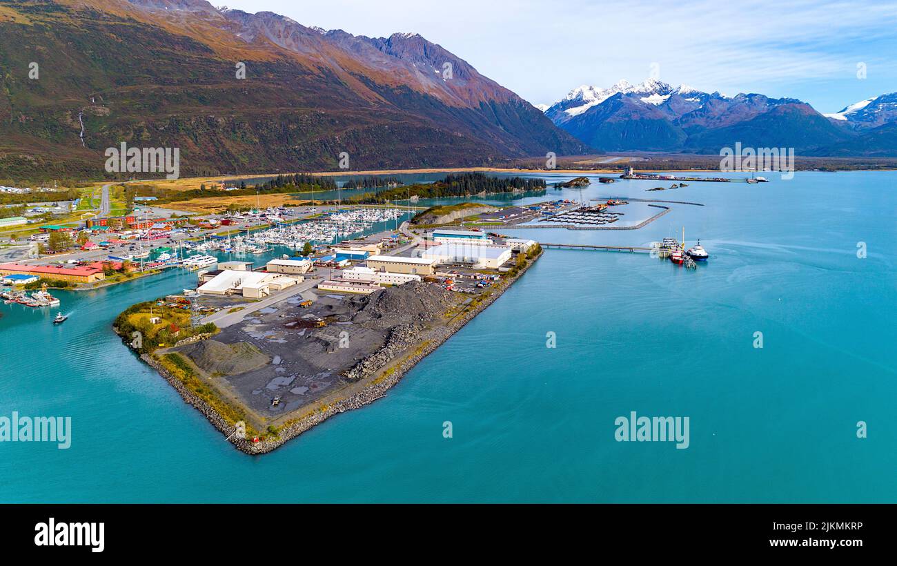An aerial view of Valdez, Alaska Stock Photo Alamy
