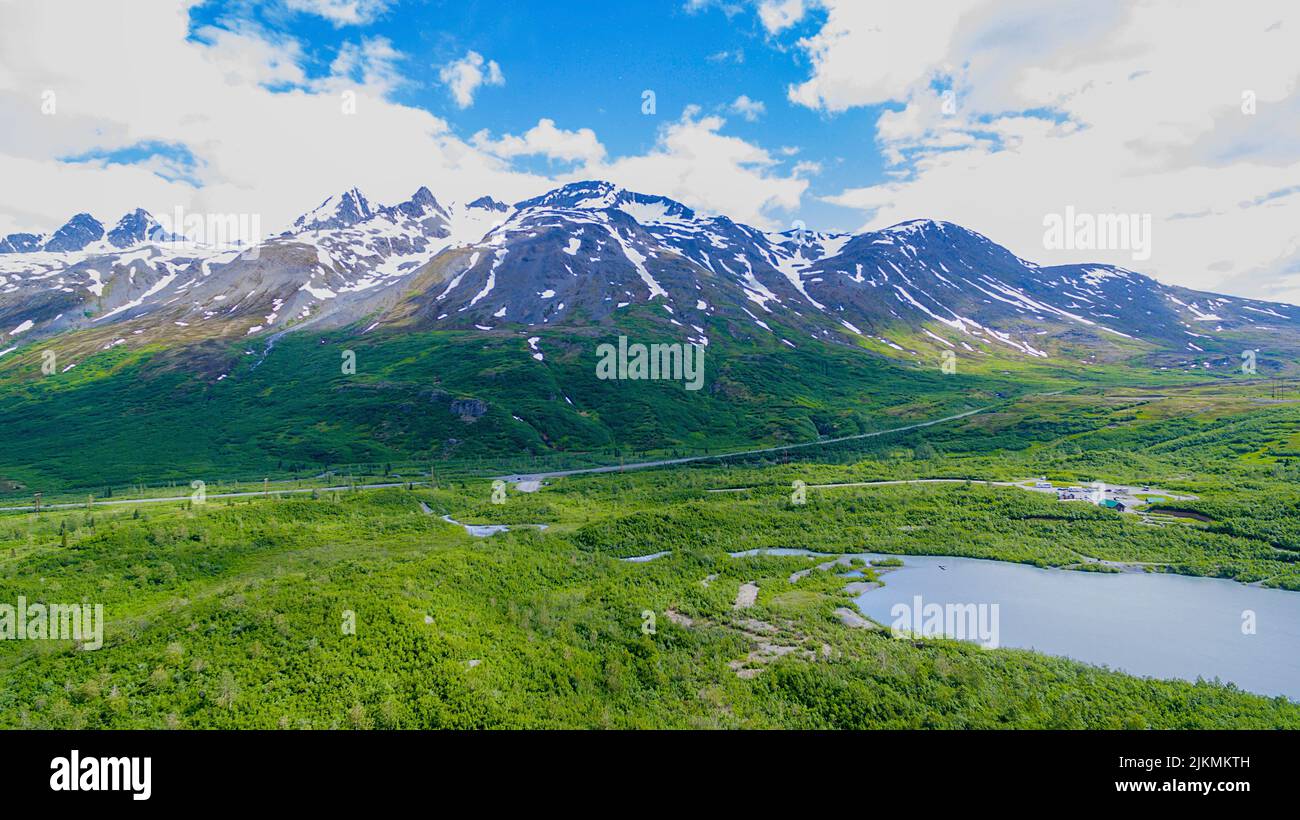 An aerial view of Worthington Glacier, on the road to Valdez, Alaska