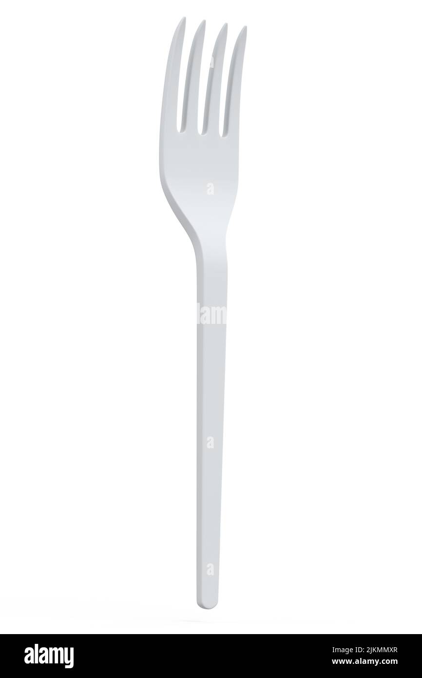 Ecofriendly disposable utensils like fork on white background. 3d render concept of save the