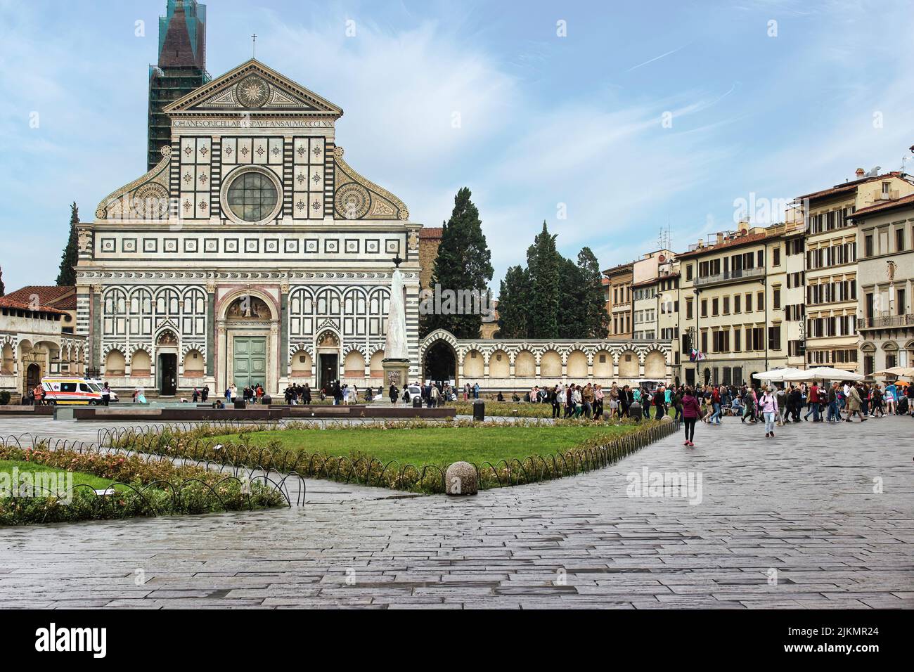 One of the most famous churches in Florence, the churches of Santa Maria Novella in the homonymous square Stock Photo