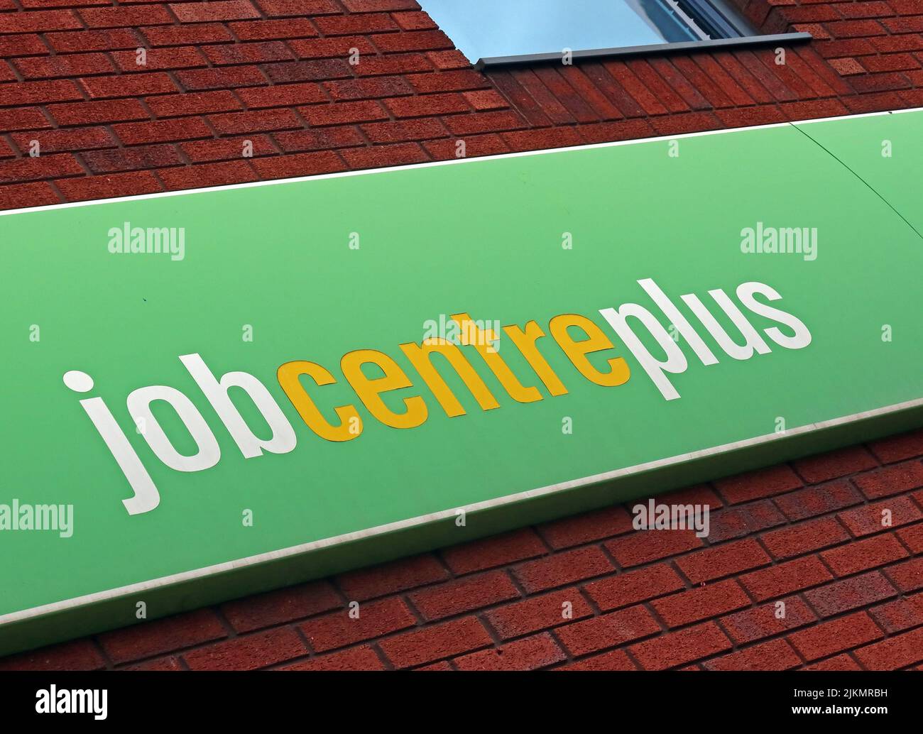 Job Centre plus sign, Warrington, Cheshire, England, UK, Neets, adults not employed, in education or training Stock Photo