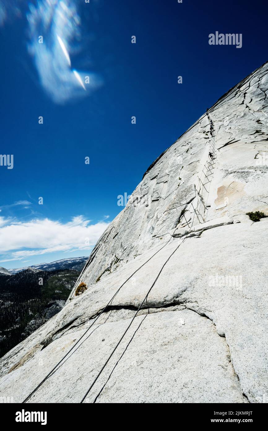 The Cables up Half dome, Yosemite National Park, California Stock Photo