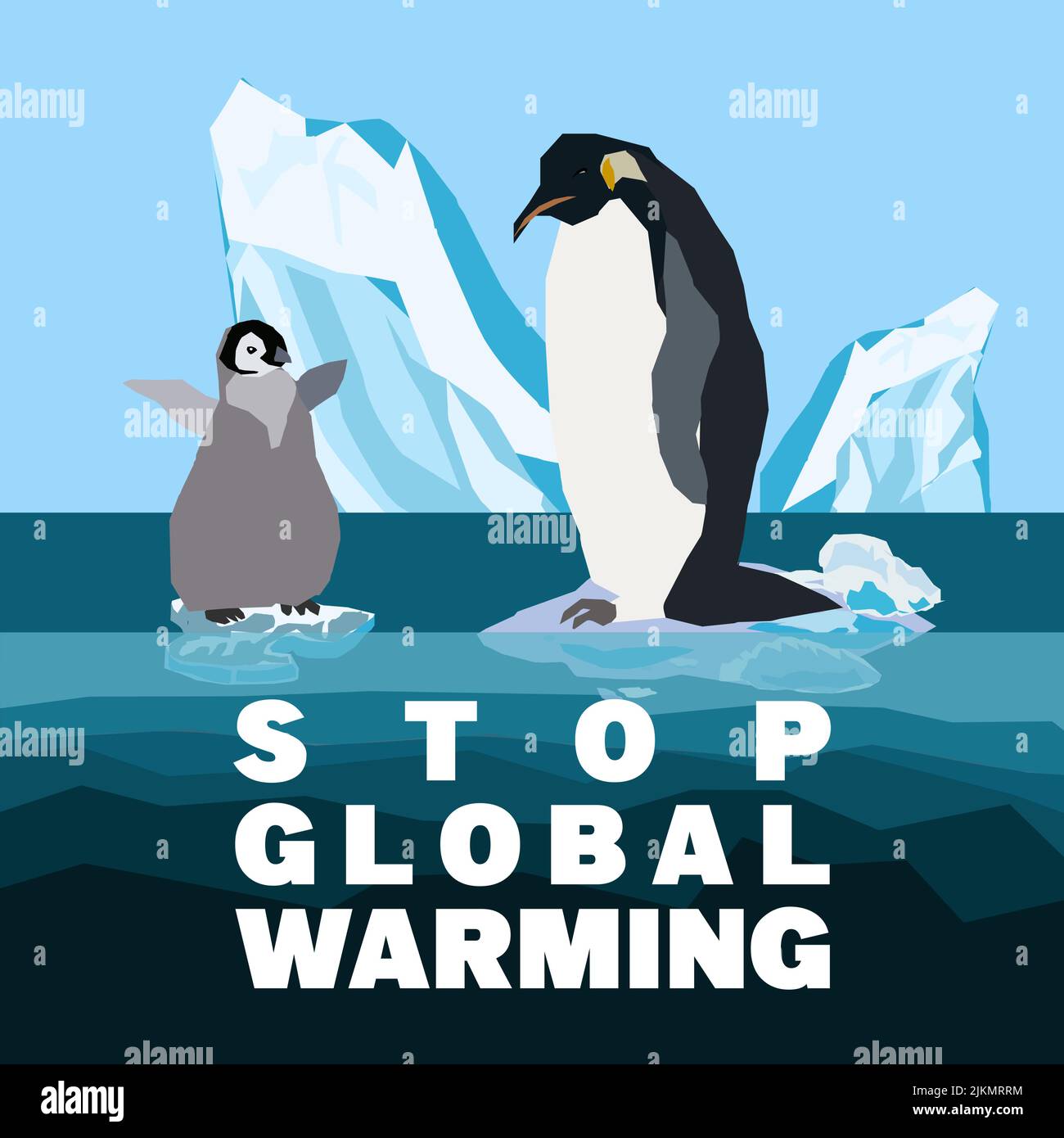 Global warming concept. Stop Global warming vector poster Stock Vector