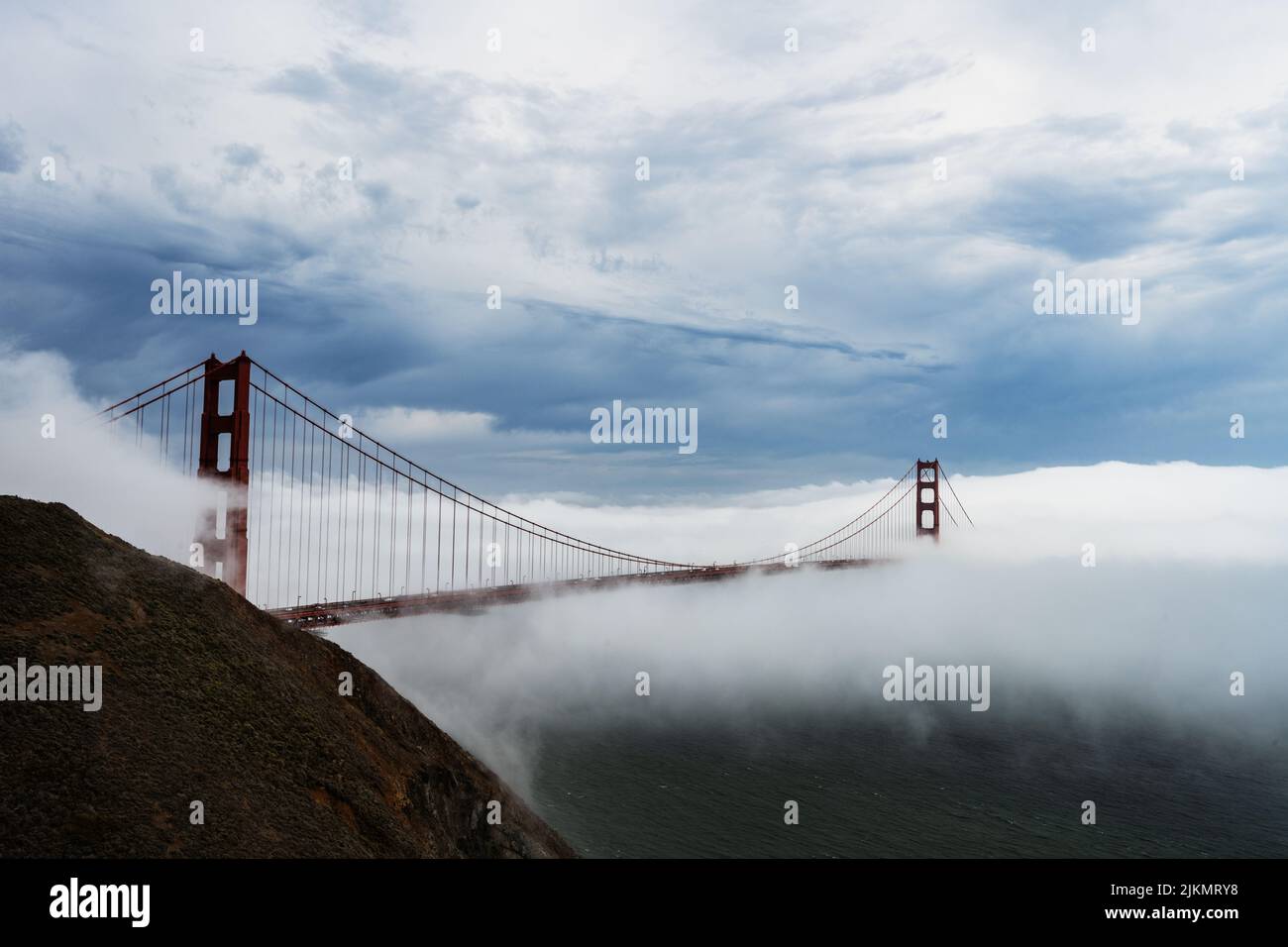 Golden gate bridge as seen from the Golden Gate recreation area, San Fransisco, California Stock Photo