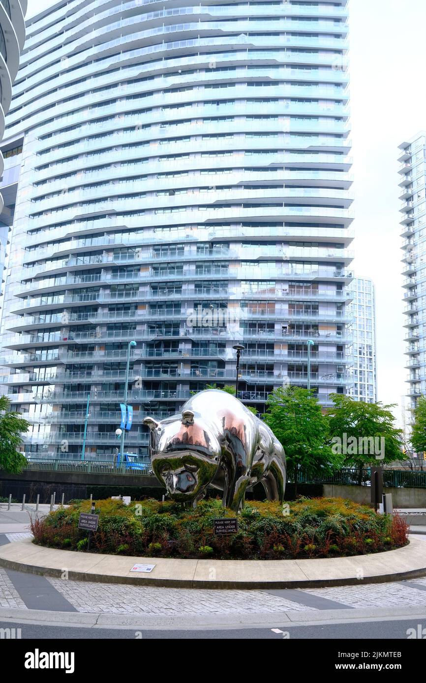 VANCOUVER, BRITISH COLUMBIA - April 29, 2022: Vancouver, a bustling west coast seaport in British Columbia, is among Canada s densest, most ethnically Stock Photo