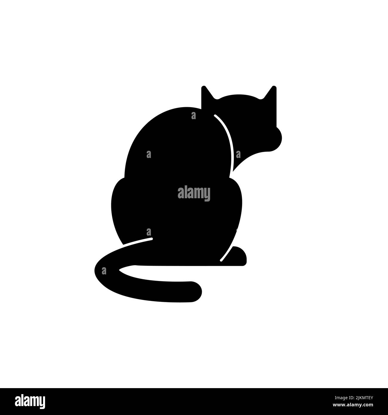 Cat back isolated. Pet Silhouette Vector illustration Stock Vector