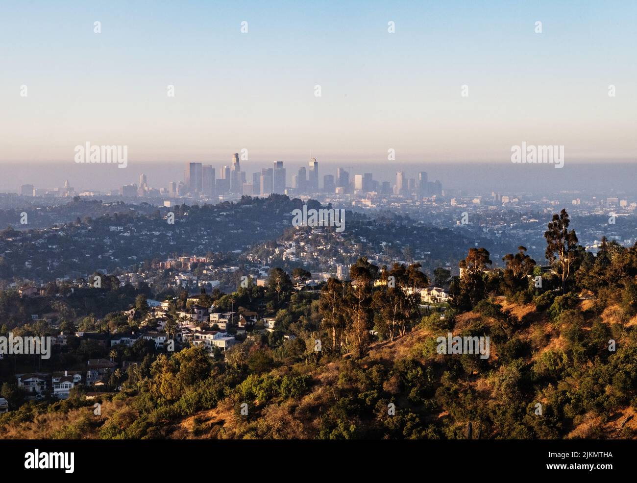 Landscape of Griffith Park and Los Angeles, California Stock Photo