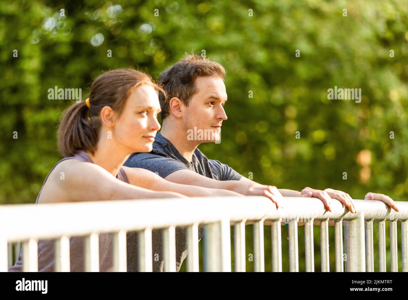 Woman stretching in nature hi-res stock photography and images - Alamy