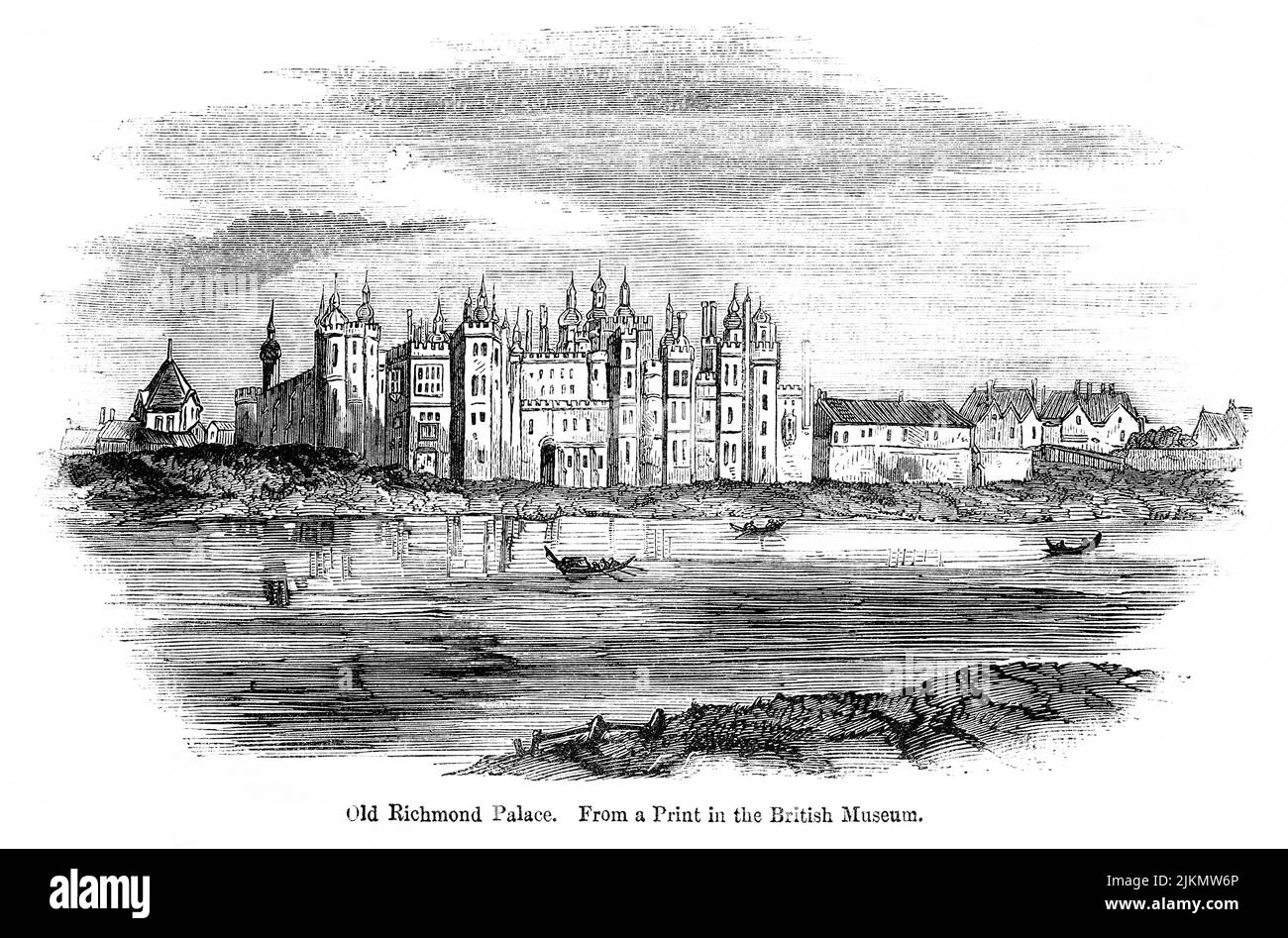 Old Richmond Palace, Illustration from the Book, 'John Cassel’s Illustrated History of England, Volume II', text by William Howitt, Cassell, Petter, and Galpin, London, 1858 Stock Photo