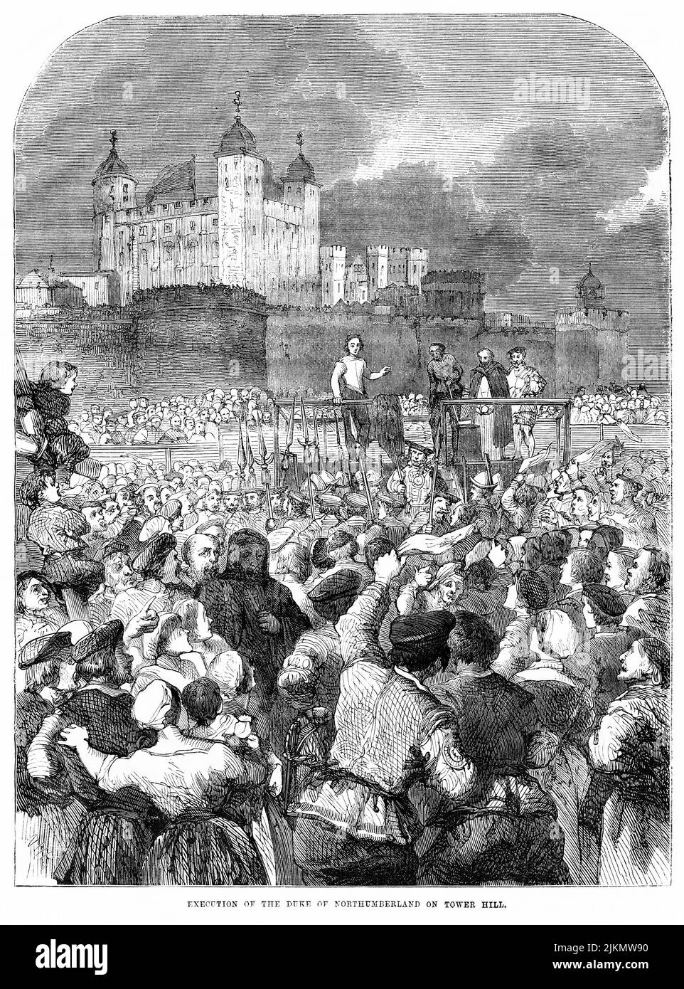 Execution of the Duke of Northumberland on Tower Hill, Illustration from the Book, 'John Cassel’s Illustrated History of England, Volume II', text by William Howitt, Cassell, Petter, and Galpin, London, 1858 Stock Photo