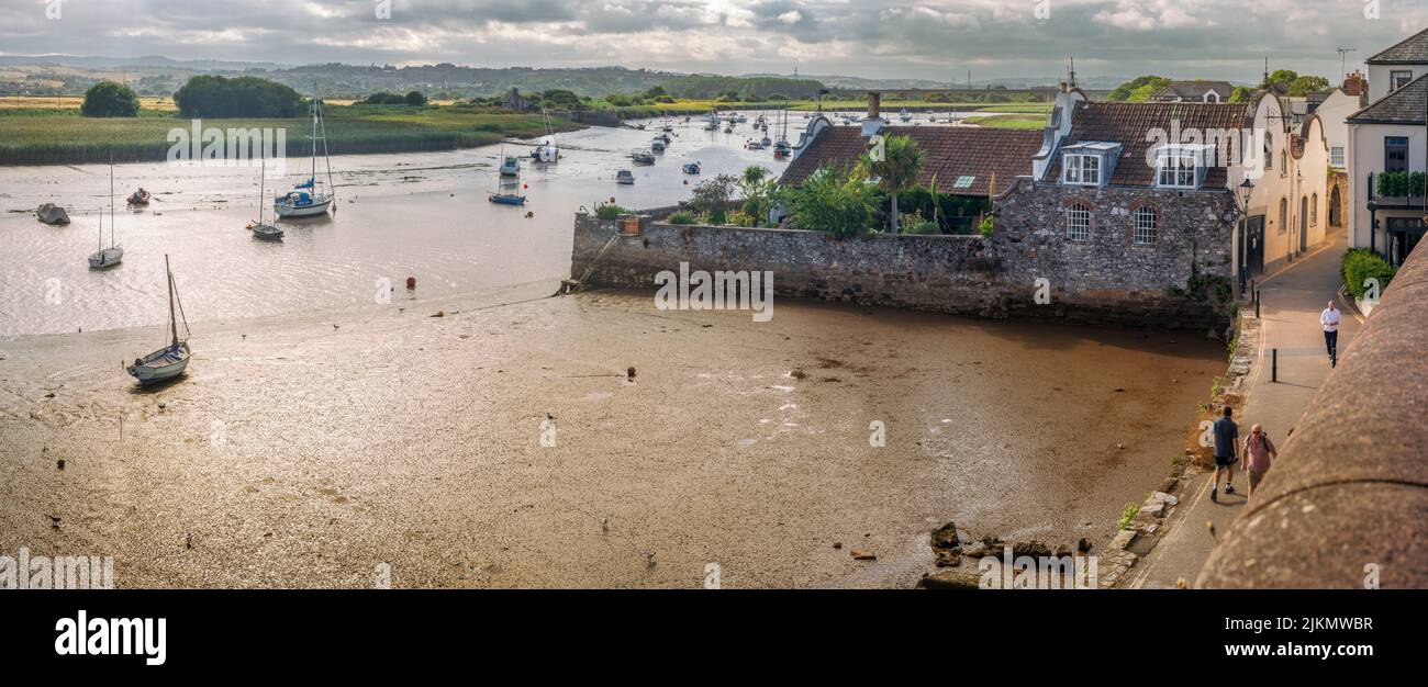 Topsham is a quaint estuary port on the east side of the River Exe. The town has many distinctive buildings designed in the 17th Century Dutch-style m Stock Photo