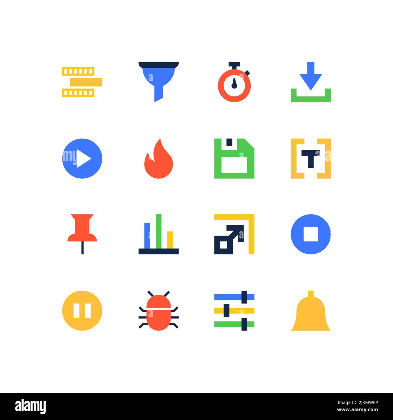 Video information and data - set of flat design style icons Stock Vector