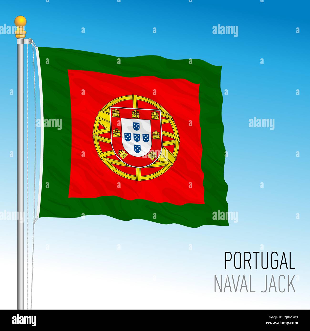 Portugal, Navy Jack flag, European Union, vector illustration Stock Vector