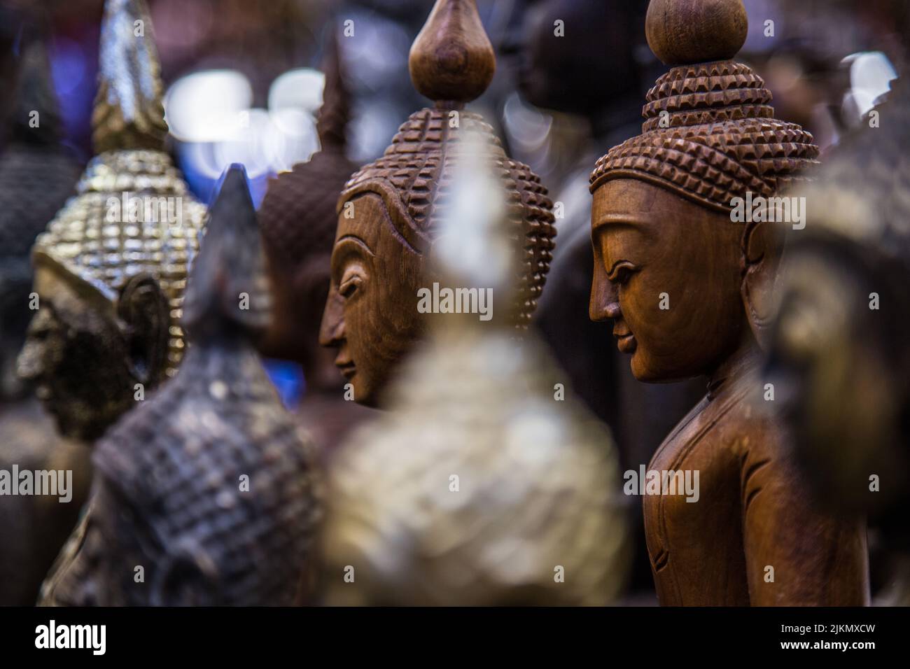 The Buddha statues of different colors in Asia Stock Photo Alamy