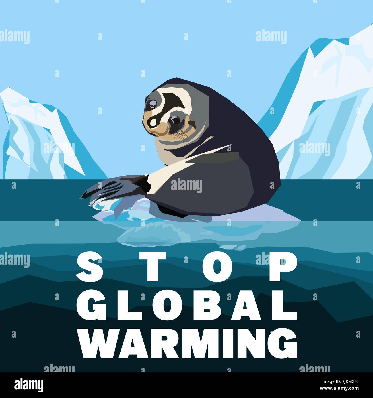 Global warming concept. Stop Global warming vector poster Stock Vector