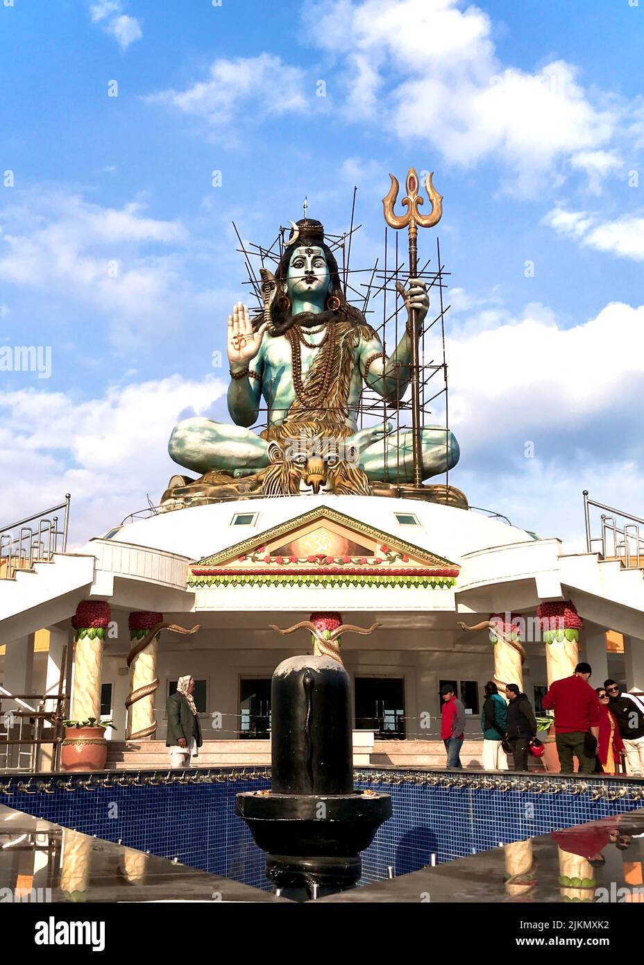 A vertical shot of Nepal's tallest Lord Shiva statue under construction
