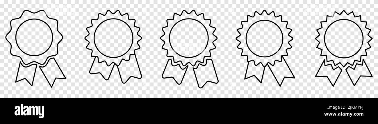 Set of badge with ribbons icons. Line art style. Vector illustration ...