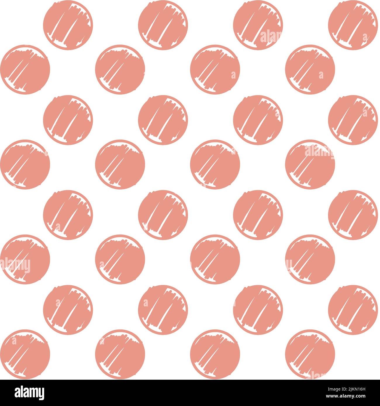 Hatched circle abstract pink peach seamless pattern for textile and packaging design Stock Vector