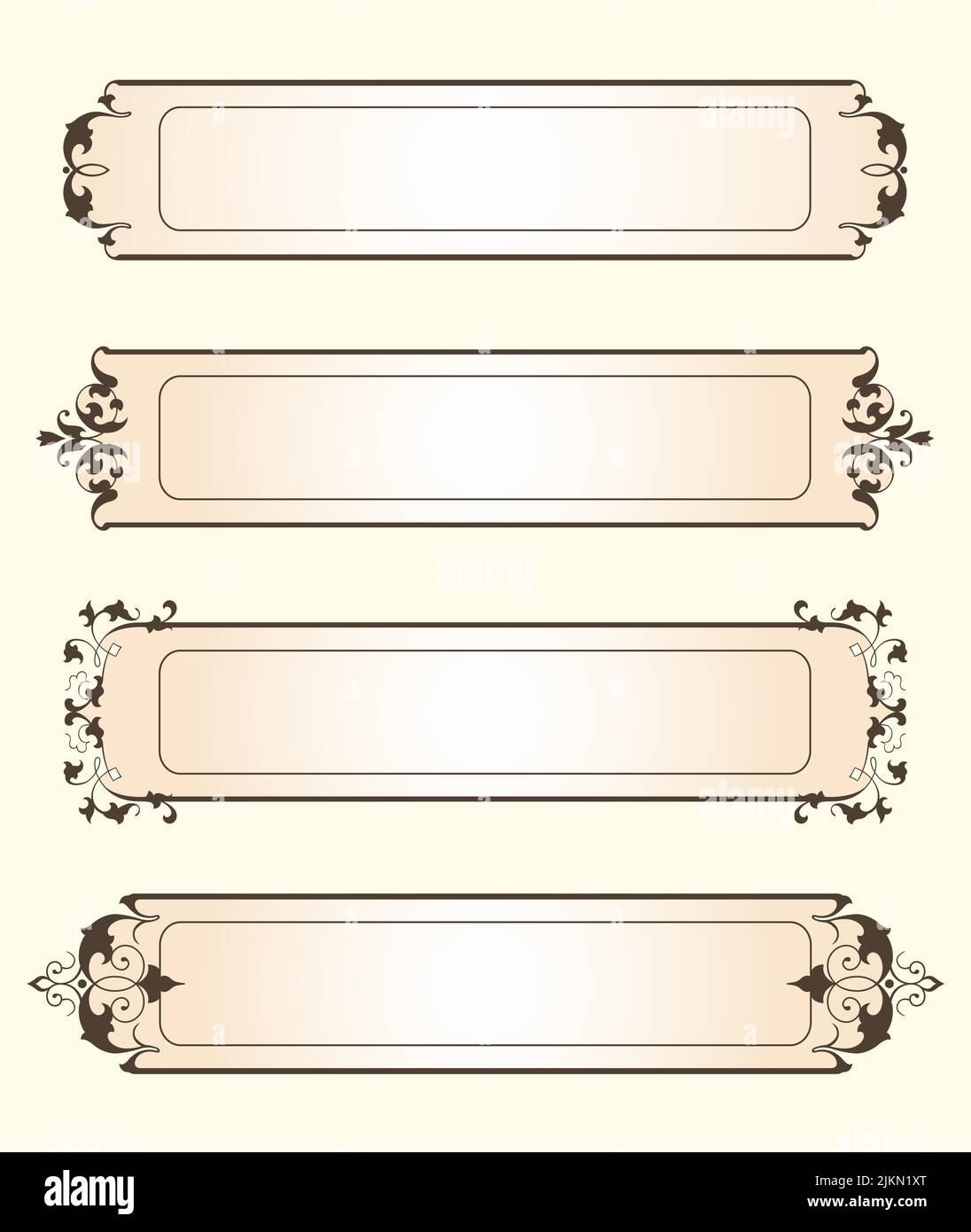 A set of vintage retro vector floral blank banners and labels. Stock Vector