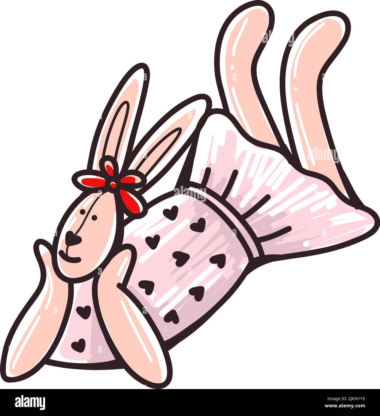 Cute character girl rabbit in red dress sketch Stock Vector Image & Art