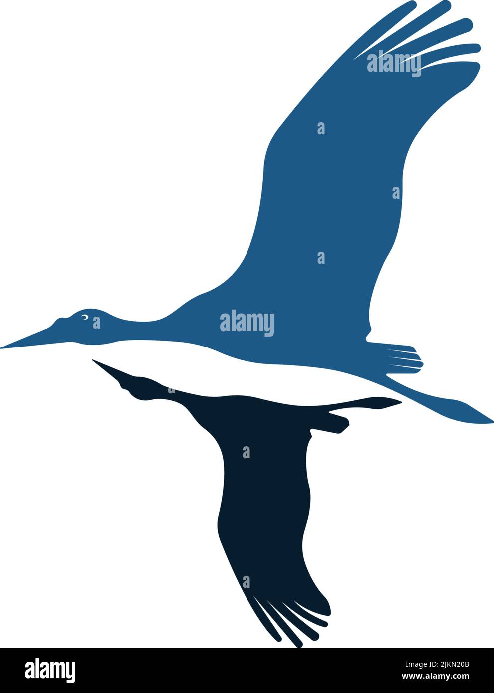 A logo with two blue birds isolated on a white background Stock Vector