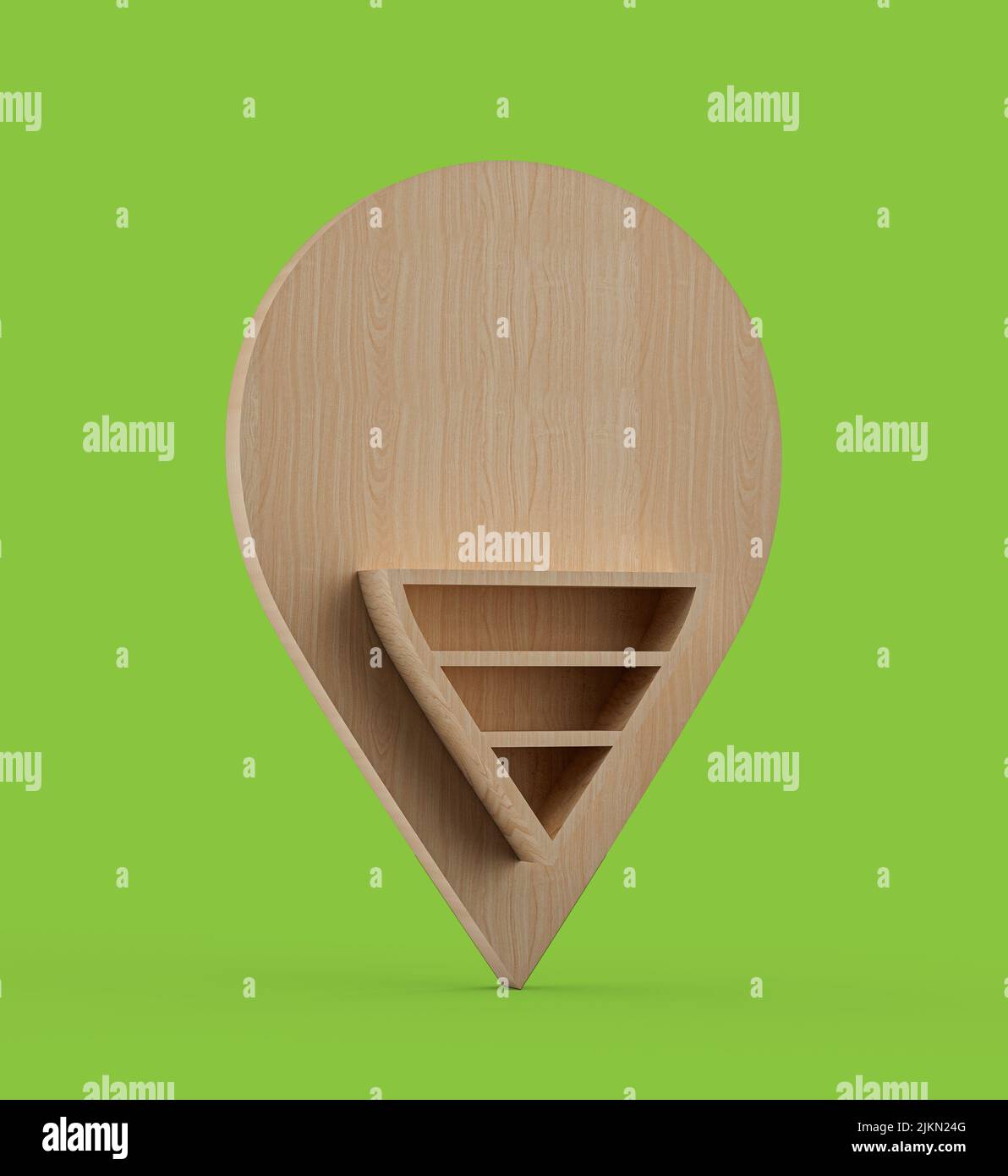 Map pointer 3d pin Location Wooden symbol on isolated Background 3d ...