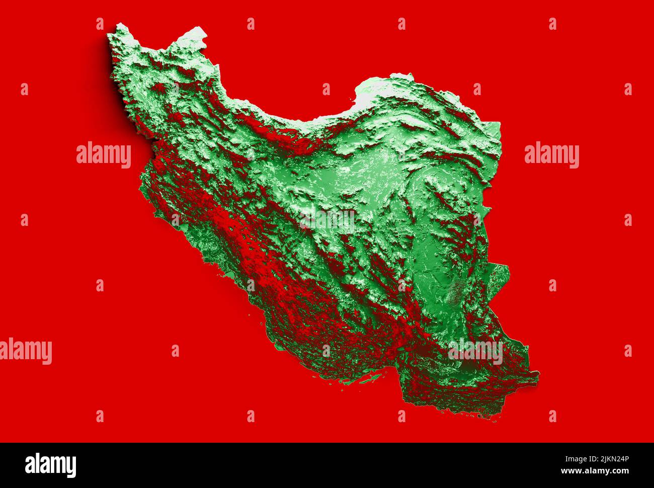 Iran Topographic Map 3d realistic Iran map Color texture and Rivers 3d illustration Stock Photo
