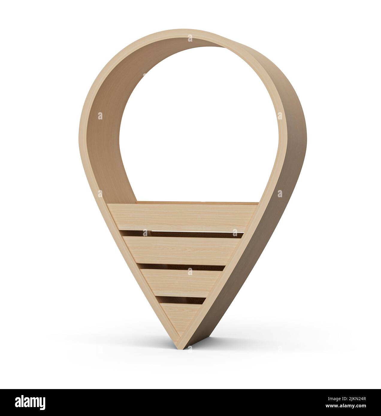 Map pointer 3d pin Location Wooden symbol on isolated Background 3d ...