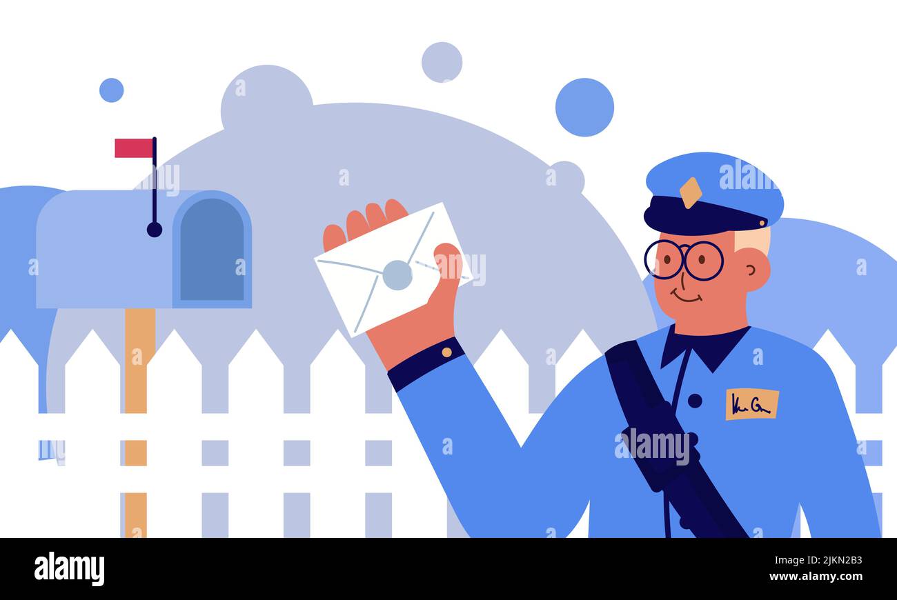 Postman office post and express service. Mailman delivery