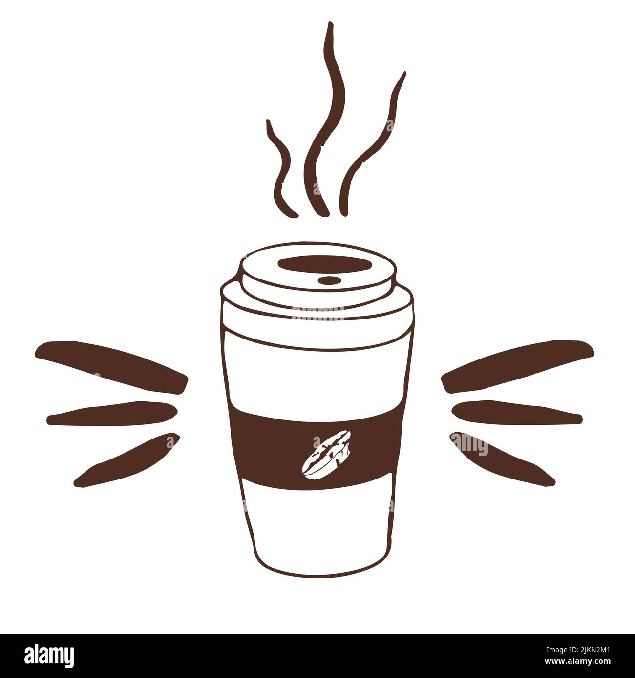 Coffee paper cup takeaway decoration hot beverage in doodle style