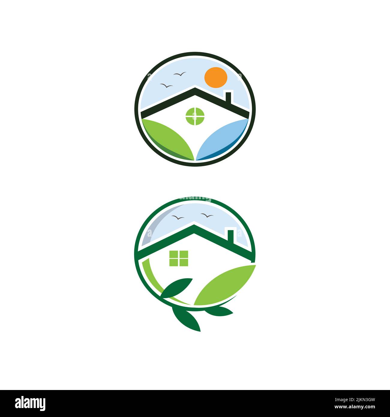 Two examples of company or brand logos homes on a white background