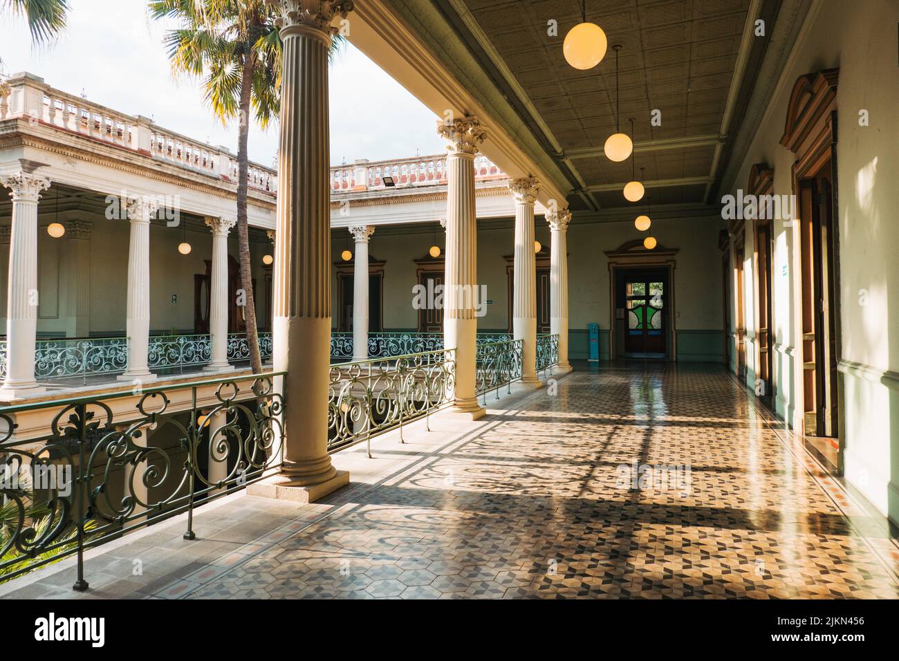Interior of the historic National Palace of El Salvador, completed in 1911, the former site of the country's parliament, now a public space and museum Stock Photo