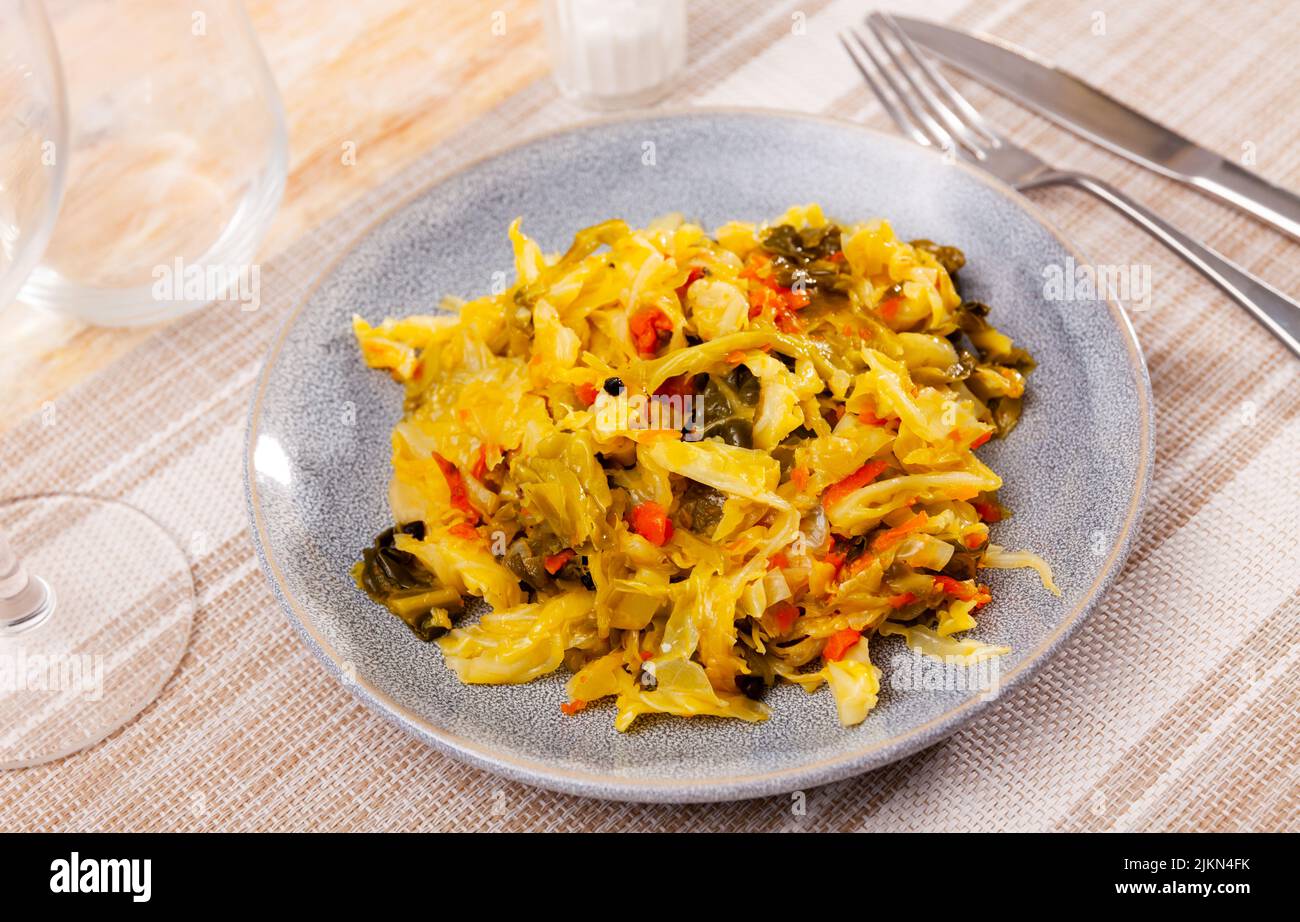 Spicy braised white cabbage as side dish or main course Stock Photo Alamy