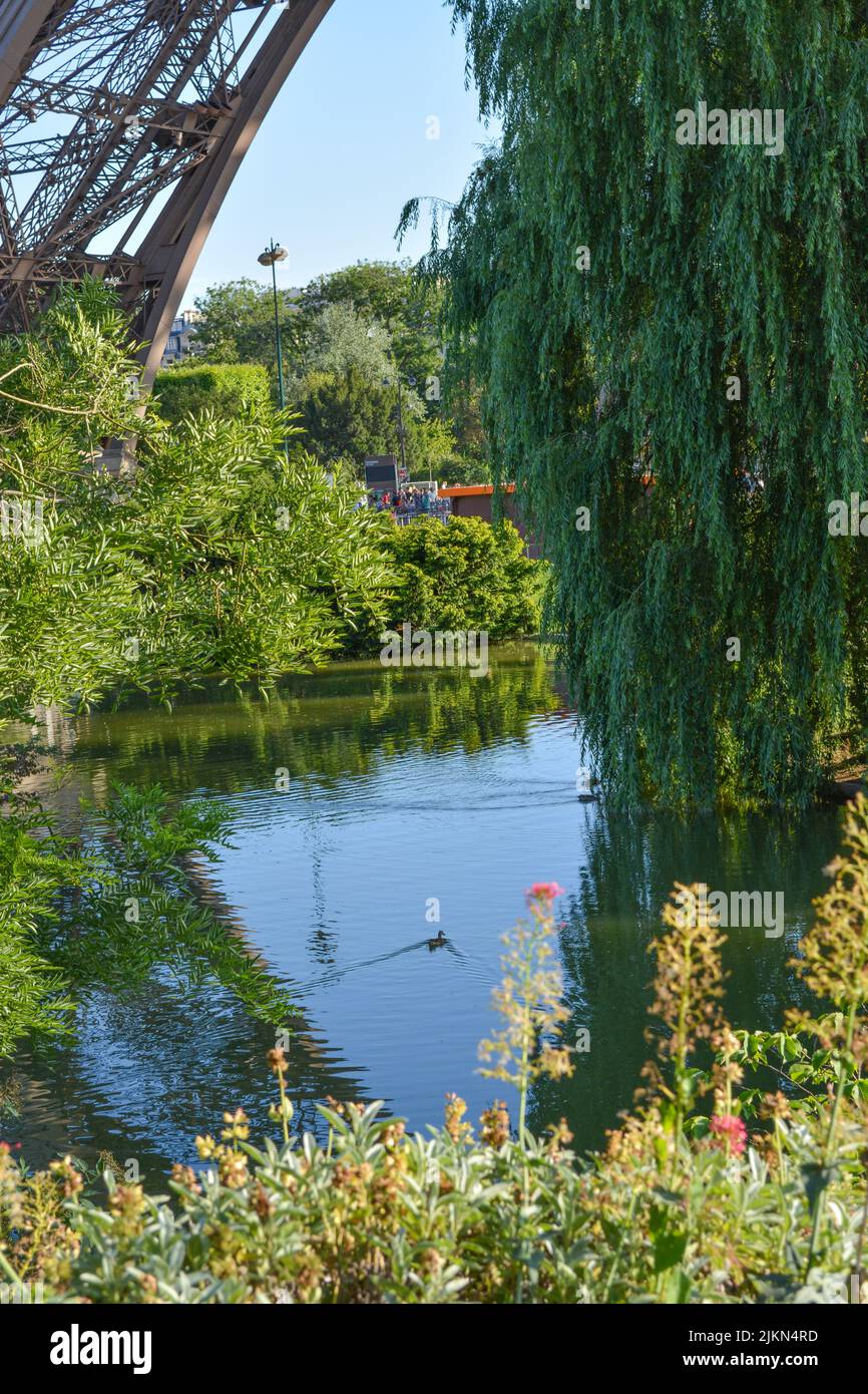 A beautiful shot detail of the base of the Eiffel Tower, Paris, France