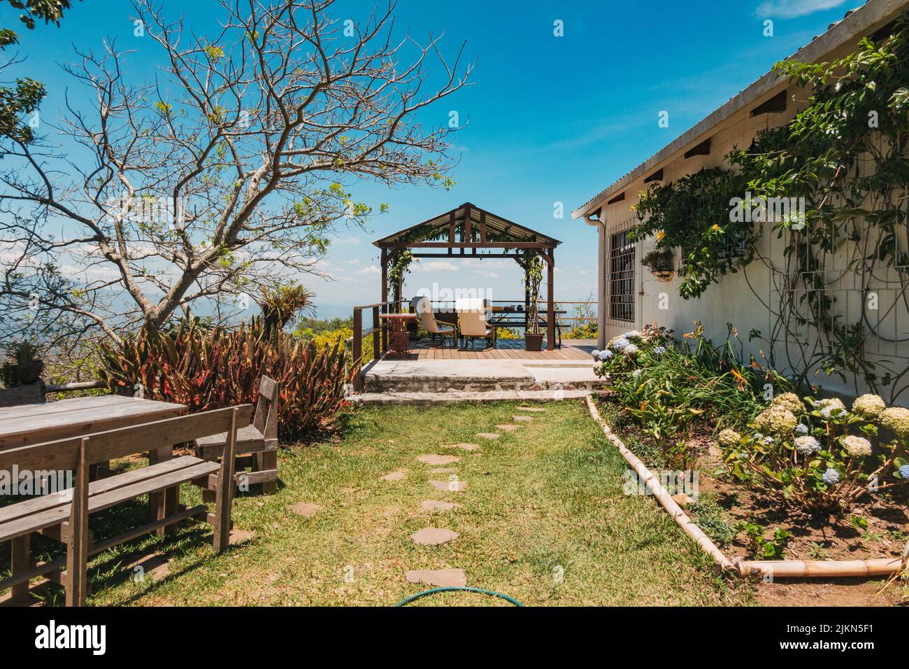 a small coffee farm and bed and breakfast in the mountains near Talnique, El Salvador Stock Photo