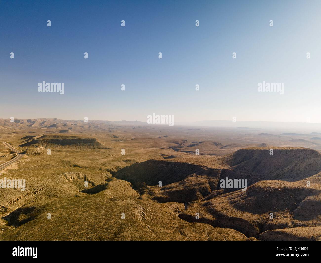 An aerial shot of the Chihuahuan Desert in Texas Stock Photo