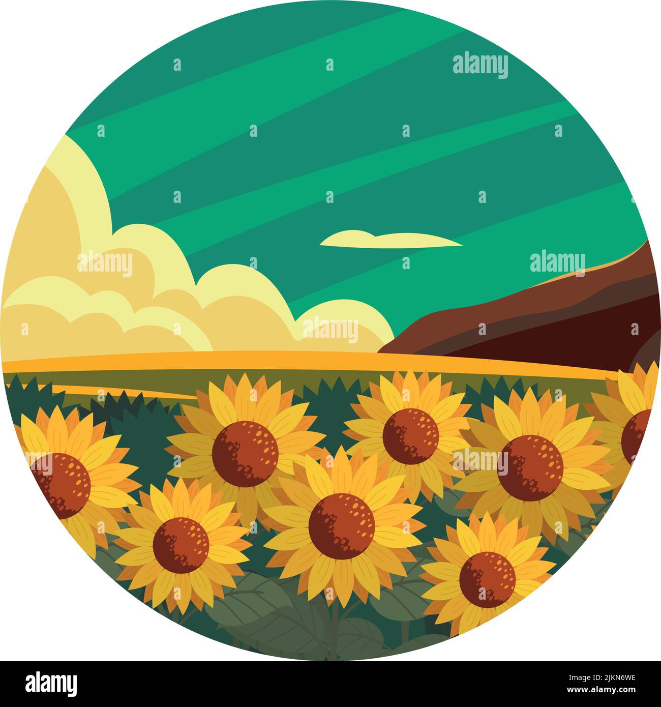 rural landscape sunflowers Stock Vector Image & Art - Alamy