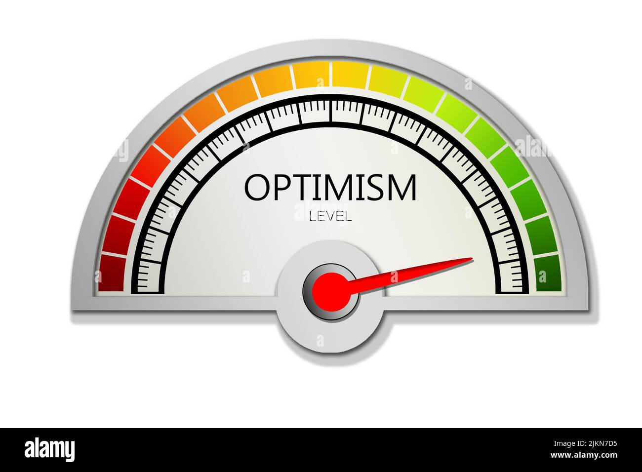Optimism measuring device with arrow and scale, 3d rendering Stock ...