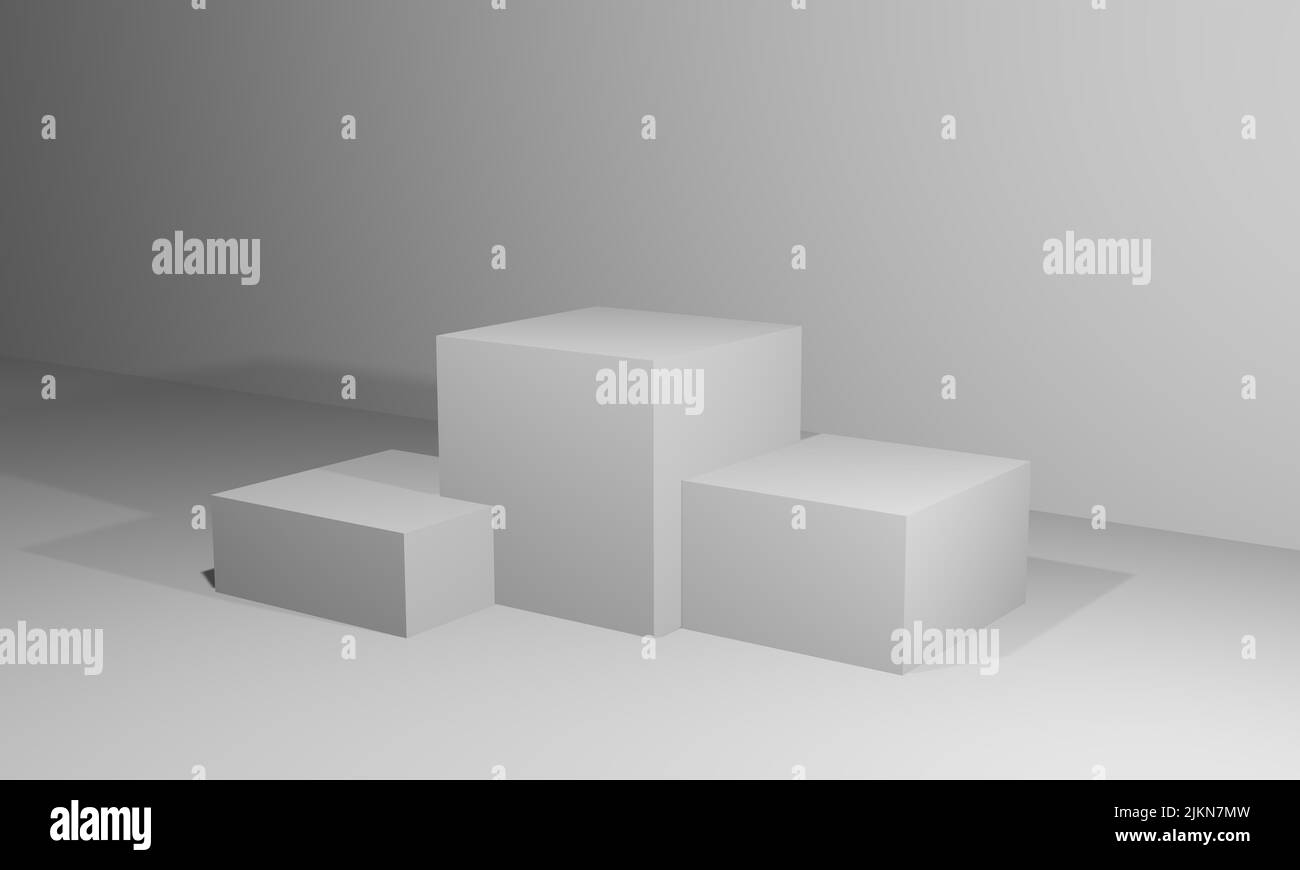 A 3D rendering of a white podium for a product presentation mock-up ...