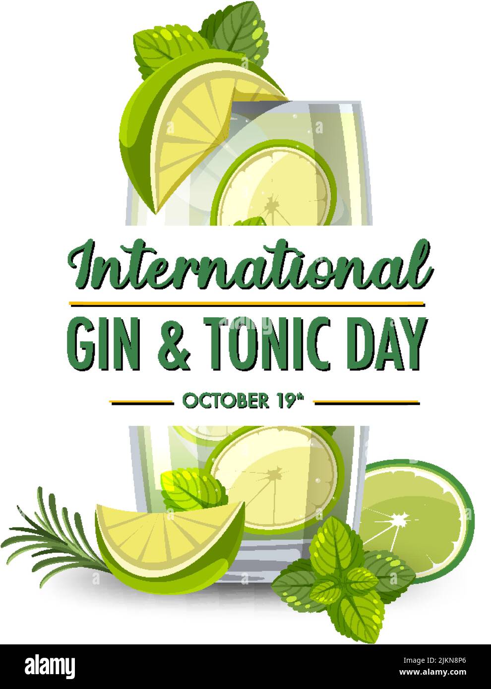International Gin and Tonic Day Banner illustration Stock Vector Image