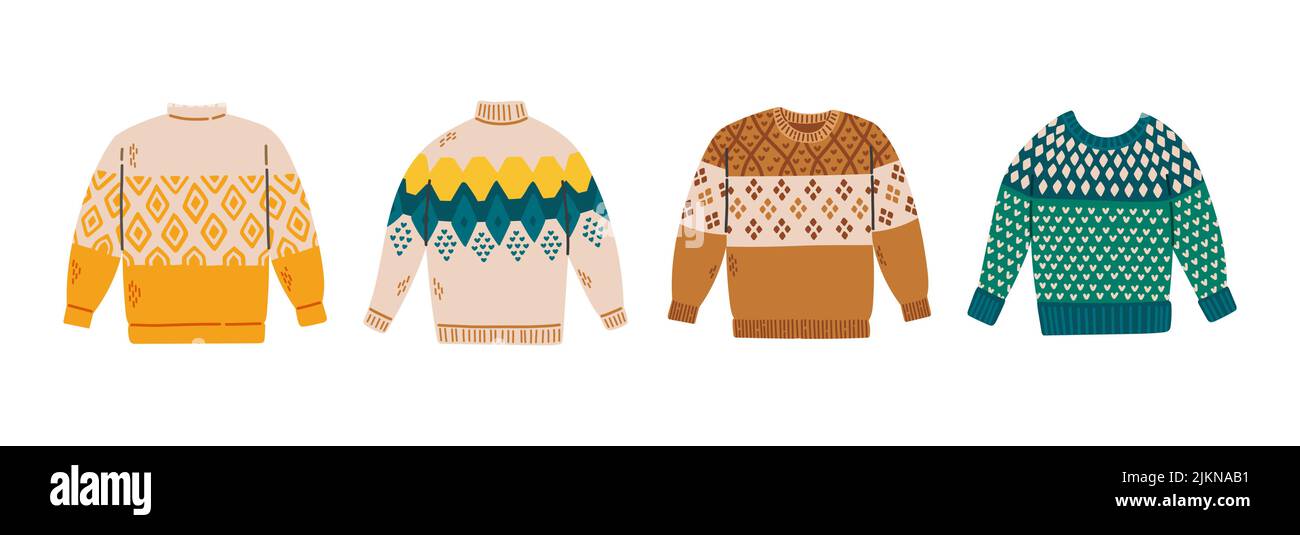 Set of sweaters warm autumn vector illustration Stock Vector