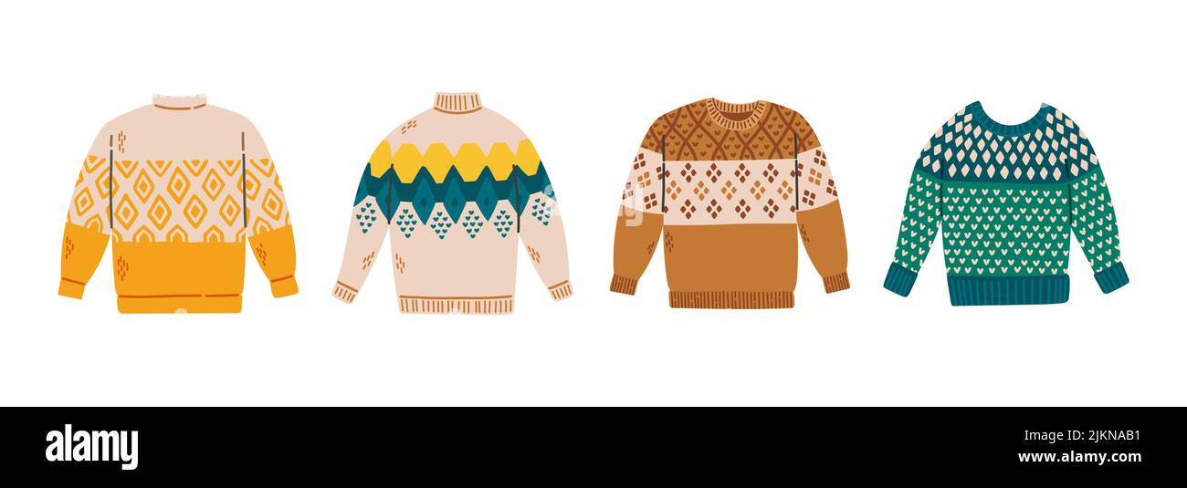 Set of sweaters warm autumn vector illustration Stock Vector Image ...