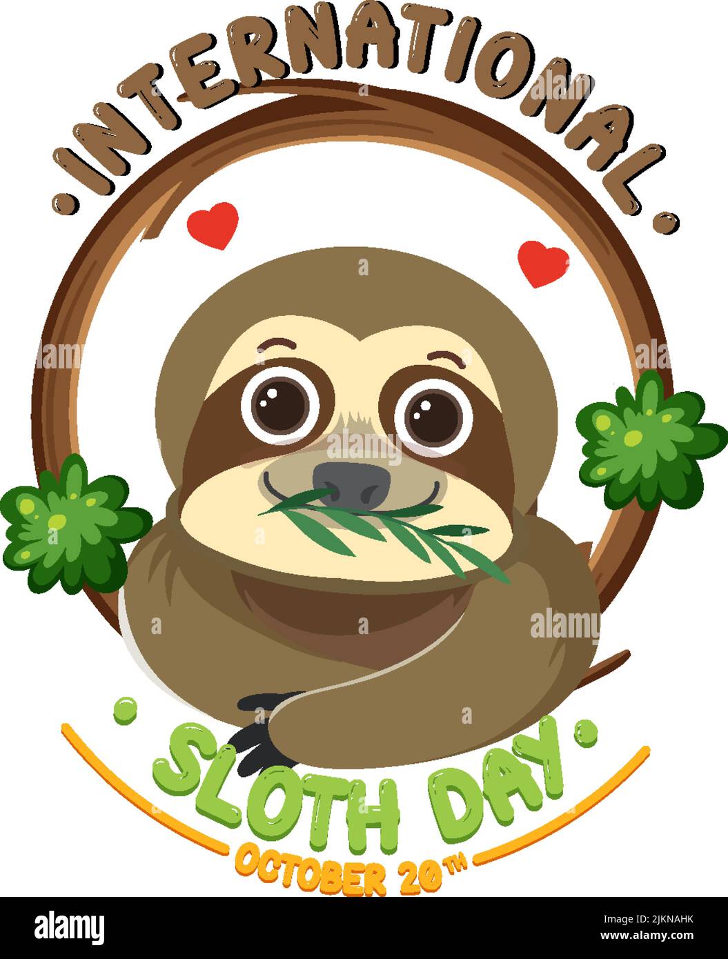 International sloth day banner concept vector illustration Stock Vector